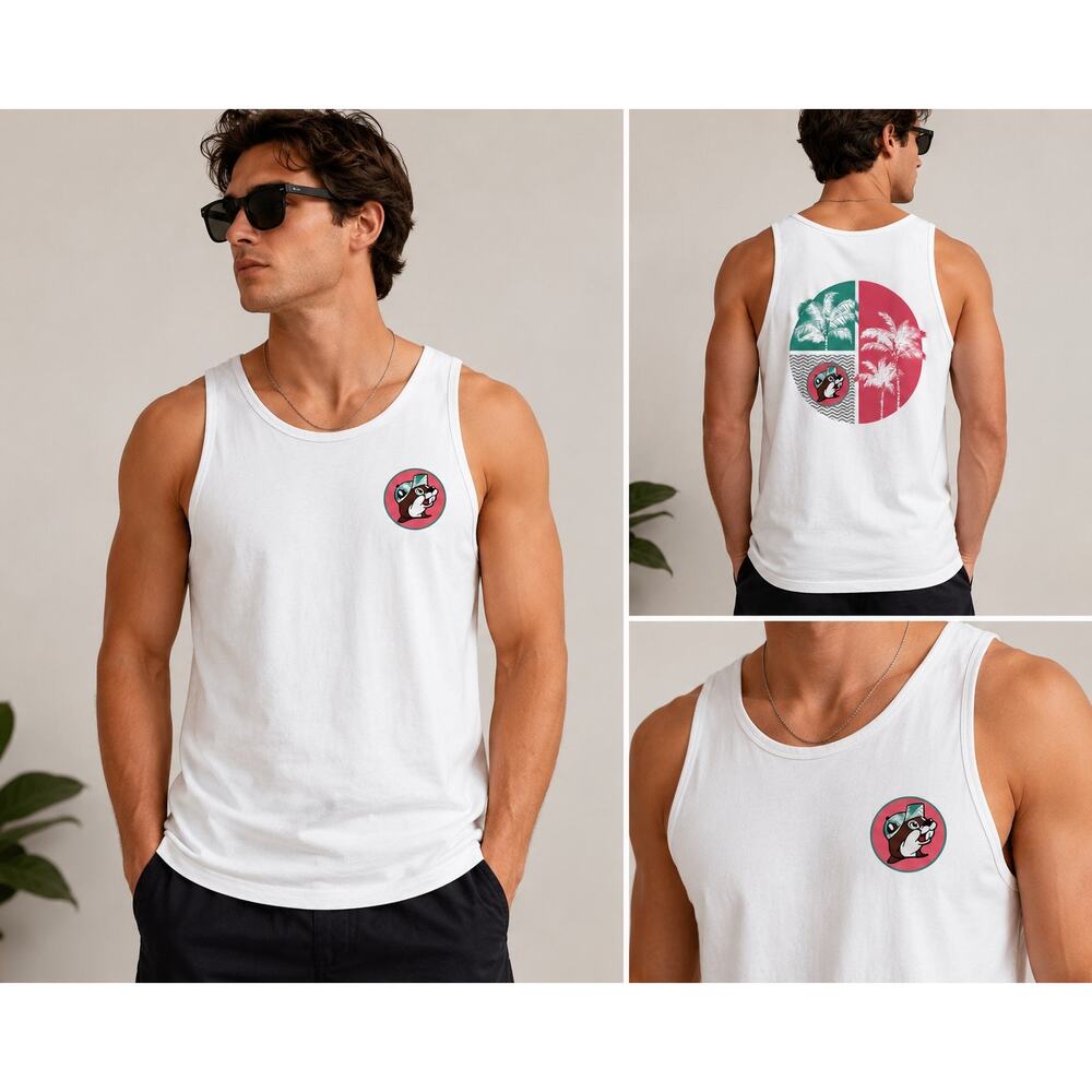 Buc-ee’s Graphic Tank Top Men’s Med  Cotton Sleeveless Beach Summer Casual Tee